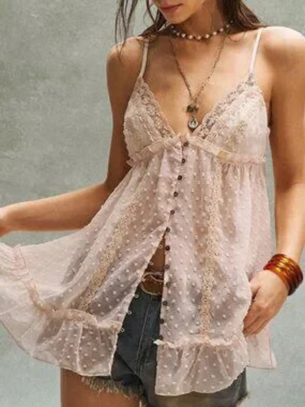 Apricot Boho Women's Polka Dot Holiday Vacation Holiday